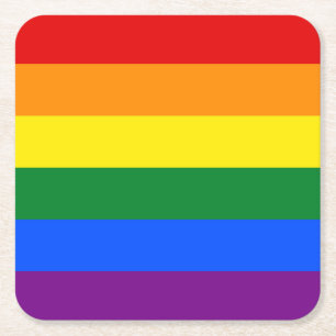 Rainbow Gay Pride Flag Square Paper Coaster