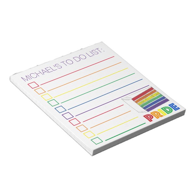 Rainbow Gay Pride LGBT Cake Slice Love To Do List Notepad (Angled)