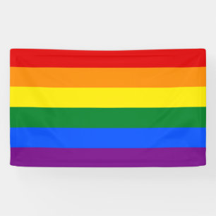 Rainbow Gay Pride LGBT Lesbian 6 Stripes Flag Banner