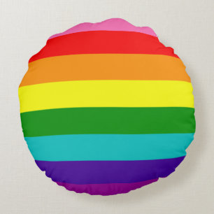 Rainbow Gay Pride LGBT Original 8 Stripes Flag Round Cushion