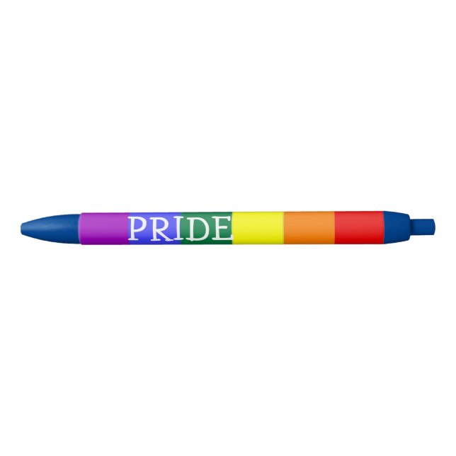 Rainbow Gay Pride Lgbt Personalised Black Ink Pen (Front)
