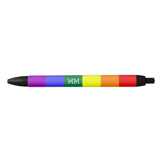 Rainbow Gay Pride Lgbt Personalised Black Ink Pen (Front)