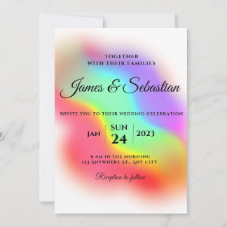 Rainbow gay pride wedding  invitation