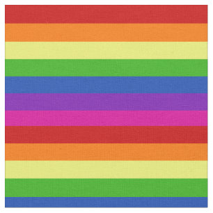 Rainbow Gay Pride with Bright Pink Stripe Fabric
