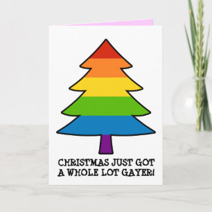 Rainbow Gay Xmas Tree Holiday Card