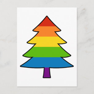 Rainbow Gay Xmas Tree Holiday Postcard
