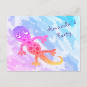 Rainbow Gecko Birthday Party Invite