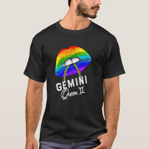 Rainbow Gemini Queen Lips Lgbtq Lips Rainbow Gay T-Shirt
