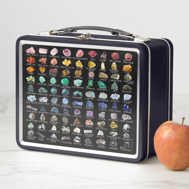 Rainbow Gems Crystal Collection Geology Rock Chart Metal Lunch Box (In Situ)