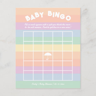 Rainbow Gender Neutral Baby Shower Bingo Game