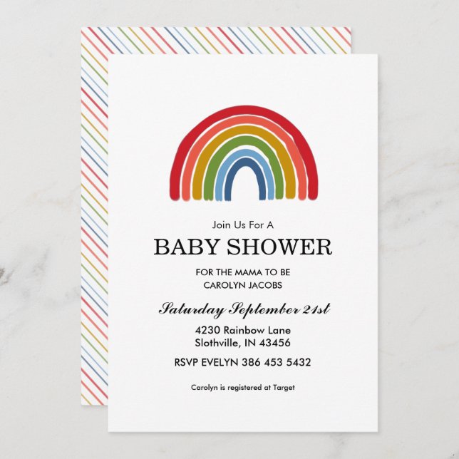 Rainbow Gender Neutral Baby Shower Invitation (Front/Back)