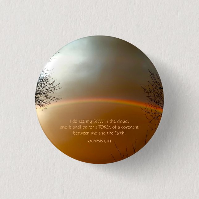 Rainbow Genesis Scripture Bible Verse  3 Cm Round Badge (Front)