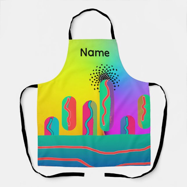 Rainbow Geo Bold Craft Kitchen Baker Chef   Apron (Front)