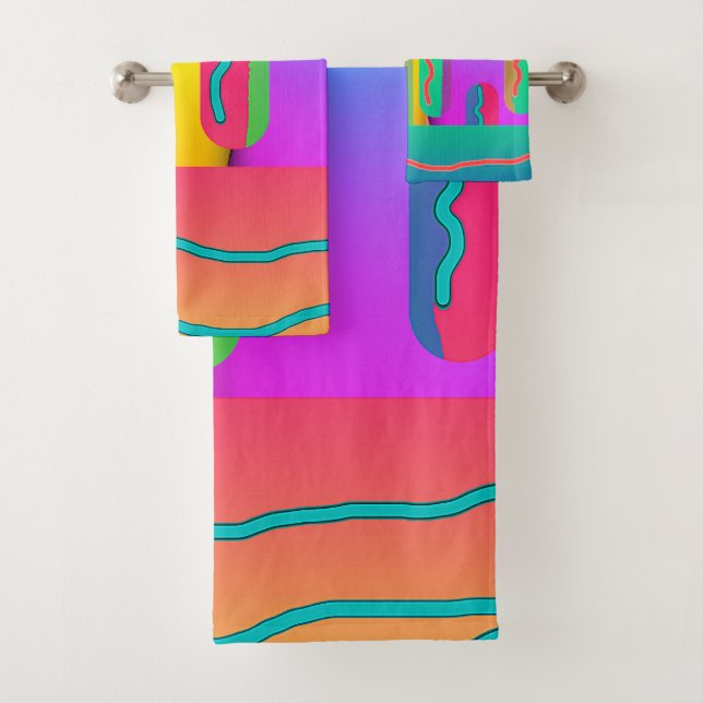 Rainbow Geo Mix     Bath Towel Set (Insitu)