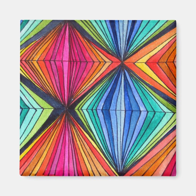 Rainbow Geometric art magnet (Front)