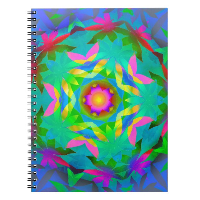 Rainbow Geometric Leaves Notebook (Front)