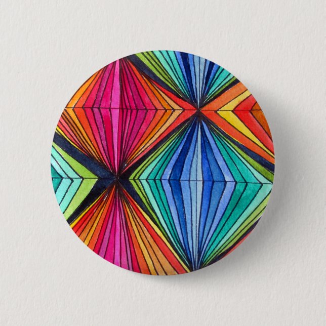 Rainbow Geometric Optical Art 6 Cm Round Badge (Front)