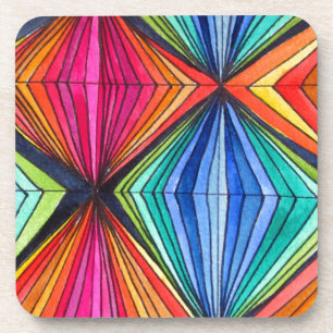 Rainbow Geometric Optical Art Coaster