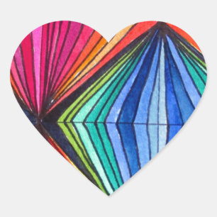 Rainbow Geometric Optical Art Heart Sticker