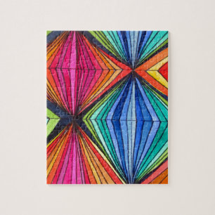 Rainbow Geometric Optical Art Jigsaw Puzzle