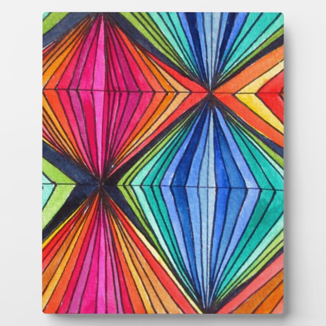 Rainbow Geometric Optical Art Plaque (Front)