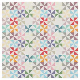 Rainbow Geometric Pinwheel Pattern Fabric