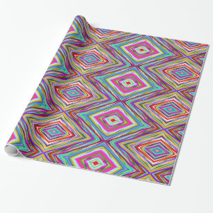 Rainbow Geometric Tribal Design Wrapping Paper