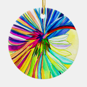 Rainbow gerbera colourful flower  ceramic ornament