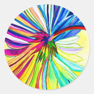 Rainbow gerbera colourful flower classic round sticker