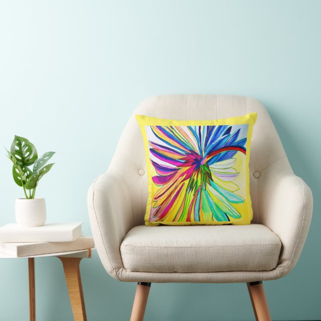 Rainbow gerbera colourful flower  cushion (Chair)