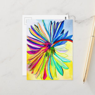 Rainbow gerbera colourful flower  postcard