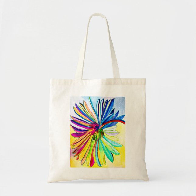 Rainbow gerbera colourful flower  tote bag (Front)