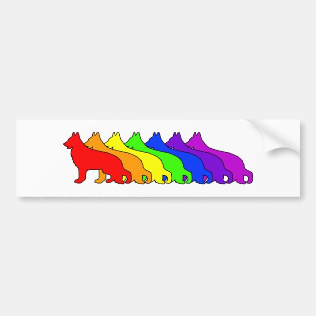 Rainbow German Shepherd Bumper Sticker (Front)