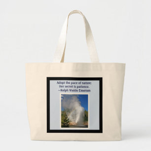Rainbow Geyser Yellowstone w/ Famous Emerson Quote Large Tote Bag