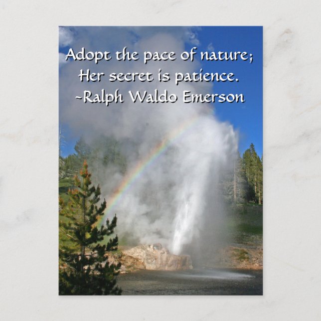 Rainbow Geyser Yellowstone w/ Famous Emerson Quote Postcard (Front)