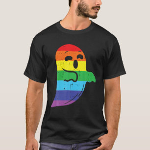 Rainbow Ghost LGBT Gay Pride Lesbian Halloween T-Shirt