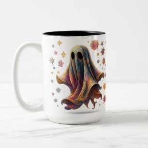 "Rainbow Ghost Mug" – Cute Spooky Halloween Coffee Two-Tone Coffee Mug
