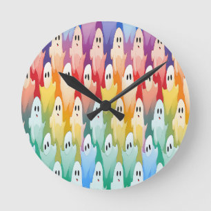 Rainbow Ghost  Round Clock