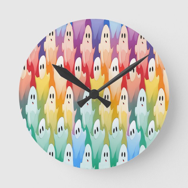 Rainbow Ghost  Round Clock (Front)