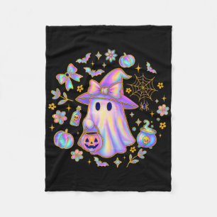 Rainbow Ghost Witch Shirt Cute Pumpkin Cauldron Sp Fleece Blanket