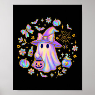 Rainbow Ghost Witch Shirt Cute Pumpkin Cauldron Sp Poster