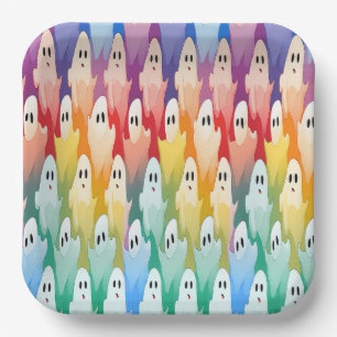 Rainbow Ghosts Paper Plate