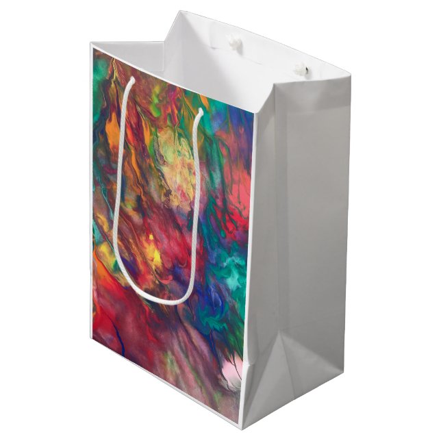 Rainbow Gift Bag Colourful Groovy Party Paper Bag (Front Angled)