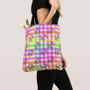 Rainbow Gingham Pattern Design Tote Bag