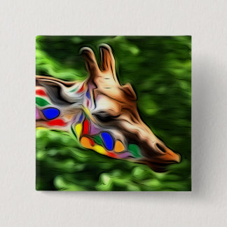 Rainbow Giraffe 15 Cm Square Badge