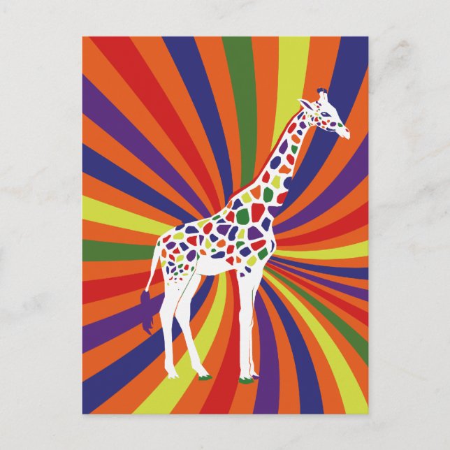 Rainbow Giraffe Art Postcard (Front)