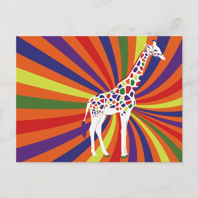 Rainbow Giraffe Art Postcard (Front)