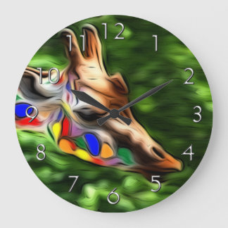 Rainbow Giraffe Large Clock