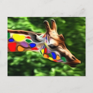 Rainbow Giraffe Postcard