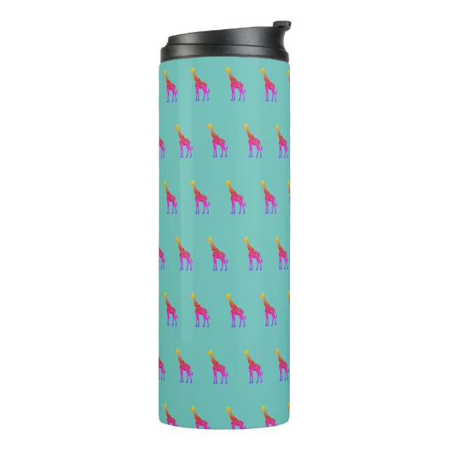Rainbow Giraffe Tumbler - Aqua background (Rotated Left)